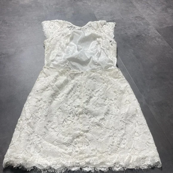 Signature‎ Eight White LACE LINED SLEEVELESS SUMMER DRESS SZ M F-124 - Picture 6 of 8